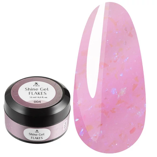Гель F.O.X Shine Gel Flakes №004 ярко-розовый с поталью 15 мл (SnG-F4) - Фото №1
