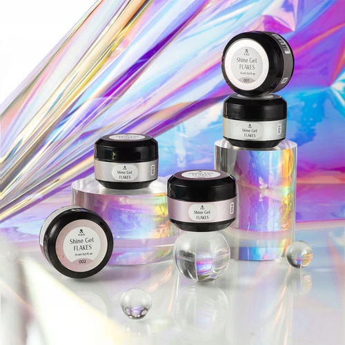 Гель F.O.X Shine Gel Flakes №003 бежево-розовый с поталью 15 мл (SnG-F3) - Фото №5