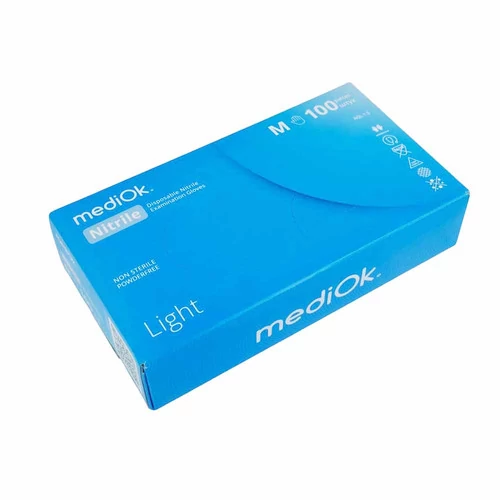 Перчатки MediOk Light голубые нитриловые без талька  M 100 шт - Фото №2