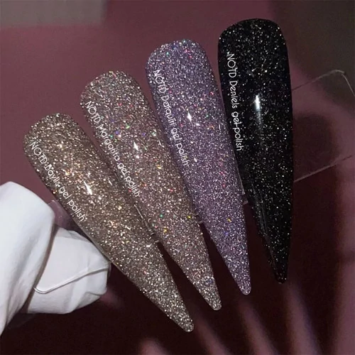 Гель-лак NAILS OF THE NIGHT Deniels черный с серебряным шиммером светоотражающий 10 мл (НФ-00020890) - Фото №3