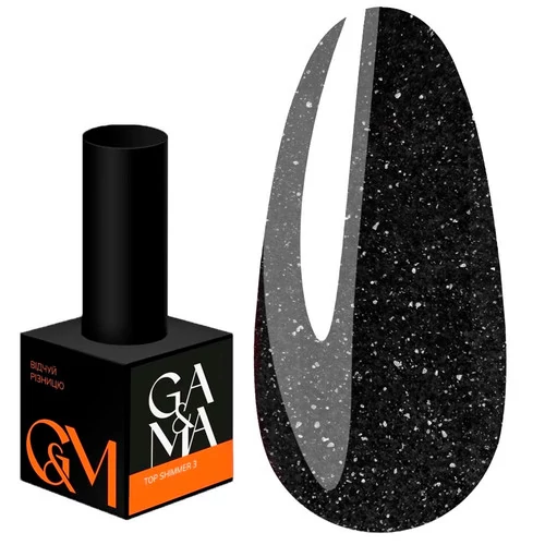 Toп GA&MA Shimmer №03 черный с серебристыми микроблестками 10 мл (7702334) - Фото №1