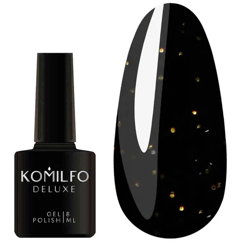 Гель-лак KOMILFO Black Gold черный с золотыми искрами 8 мл (583002)