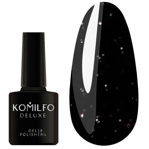 Гель-лак KOMILFO Black Silver черный с  холодным серебряным сиянием 8 мл (583001) - Фото №1