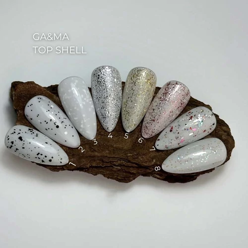 Топ GA&MA Shell №005  без липкого слоя, с УФ-фильтром и золотыми частицами фольги 10 мл (7702641) - Фото №5