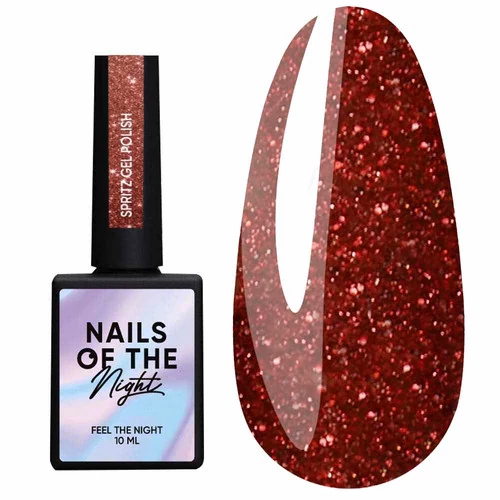 Гель-лак NAILS OF THE NIGHT Spritz ярко красный светоотражающий 10 мл (НФ-00021785)