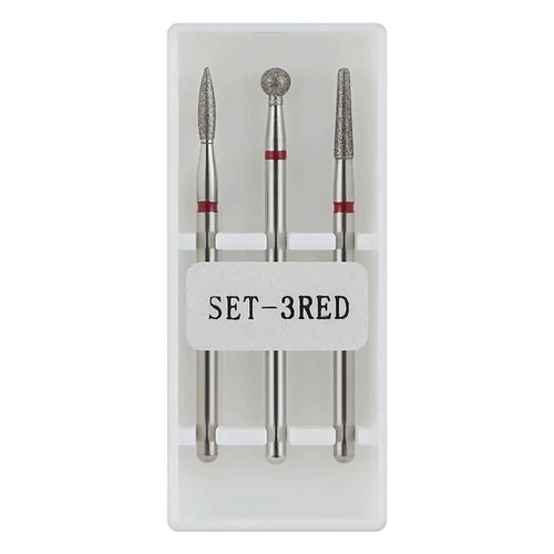 Стартовый набор фрез для маникюра для тонкой кутикулы 3 шт SET3RED (122233000005) - Фото №1