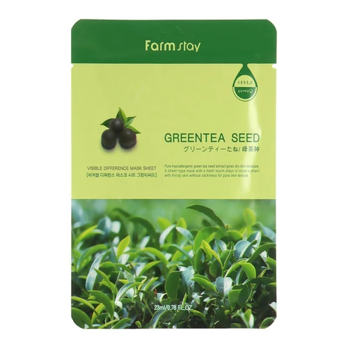 Маска тканевая  FarmStay  успокаивающая для лица с зеленым чаем Visible Difference Mask Sheet Green Tea Seed - Фото №1