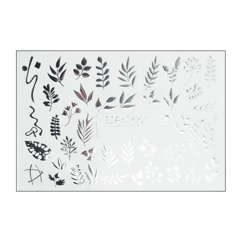 Слайдер дизайн UAslider листочки  фольгированный серебряный № Fs 176 - Фото №1