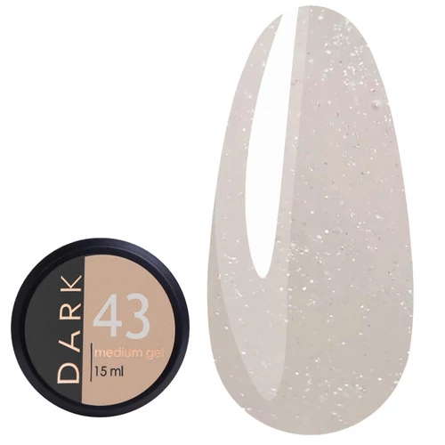 Гель для ногтей Dark Medium Gel №43 молочно-бежевый с блестками 15 мл (без кисти) (DMG4315) - Фото №1
