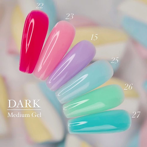 Гель для ногтей Dark Medium Gel №25 светло-голубая пастель 15 мл (без кисти) (DMG2515) - Фото №2