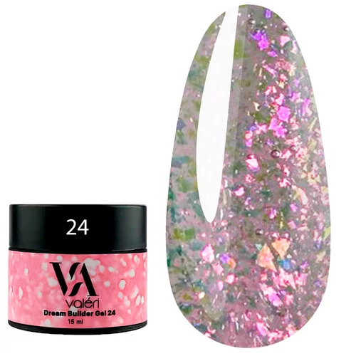 Гель для наращивания VALERI Dream Builder Gel №024 сиреневый с розовым отблеском 15 мл (VDBG15-24) - Фото №1