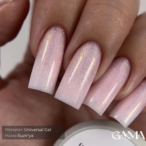Гель для наращивания GA&MA Universal Gel Suzir'ya абрикосовый с золотым сиянием 30 мл (7702860) - Фото №2