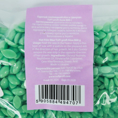 Горячий полимерный воск в гранулах TUFI profi Алоэ 800 г (0317749) - Фото №4