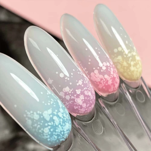 Гель для дизайна Dark Snow gel 02 полупрозрачный с розовыми камифубуками 5 г (Dsnow02) - Фото №4