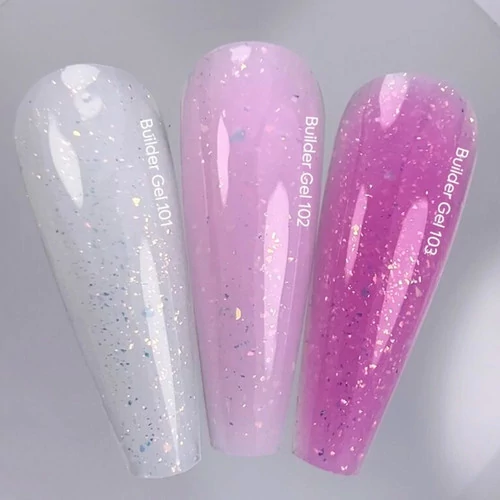 Гель для наращивания NAILS OF THE DAY Builder gel №102 пастельно-розовый с поталью 15 мл (НФ-00015447) - Фото №3