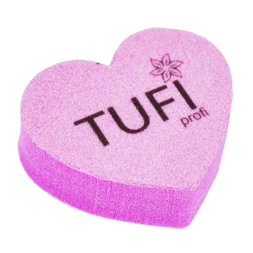 Бафик TUFI profi PREMIUM мини сердце розовый 100/180 грит 50 шт (0309786) - Фото №1