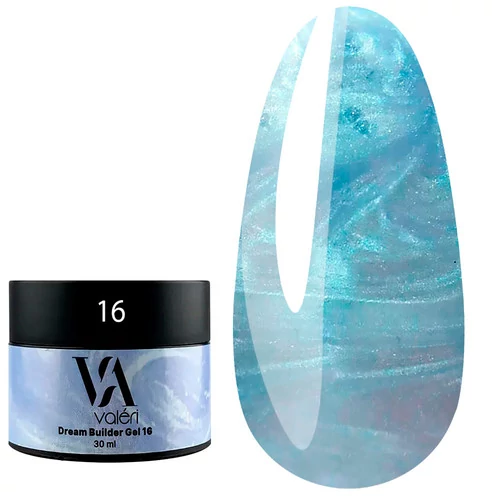 Гель для наращивания VALERI Dream Builder Gel №016 голубой с шиммером 30 мл (VDBG30-16) - Фото №1
