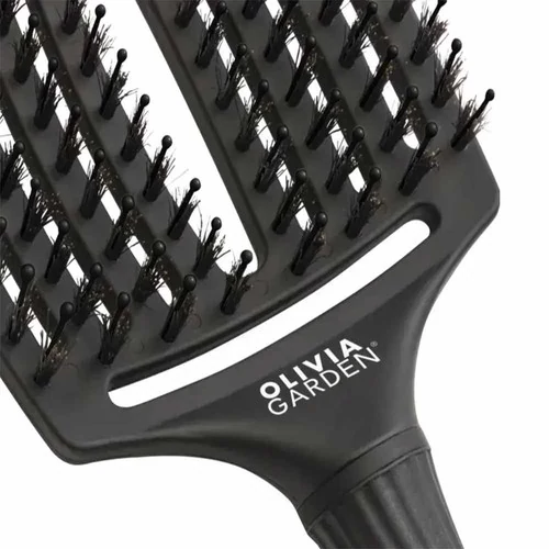 Щетка массажная OLIVIA GARDEN FingerBrush Boar&Nylon full black L с комбинированной щетиной ( OGID1731) - Фото №2