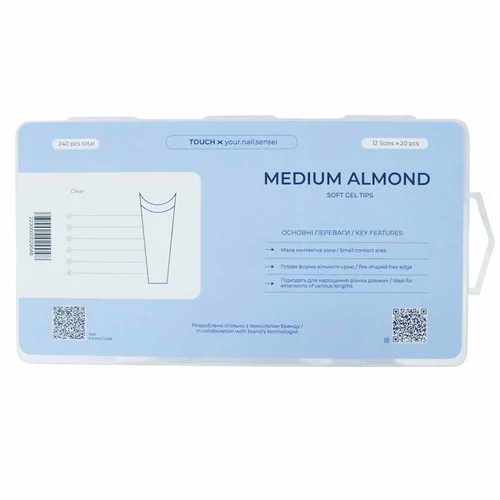 Типсы Touch EXTRA MEDIUM ALMOND для наращивания с малой контактной зоной 240 шт (2230000029048) - Фото №3