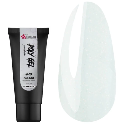 Полигель Molekula Nails №05 Pearl Cloud белый молочный с шиммером 30 мл - Фото №4
