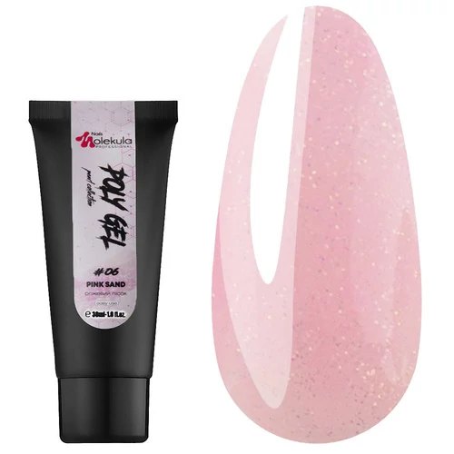 Полигель Molekula Nails №06 Pink Sand молочно-розовый с шиммером 30 мл - Фото №4