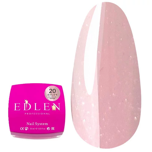 Гель для наращивания Edlen Builder gel Princess №20 пастельный розовый с мелким шиммером 15 мл (4000361124) - Фото №1