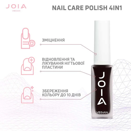 Лак для ногтей Nail care polish 4in1 JOIA vegan 10 черный 8 мл (102237) - Фото №4