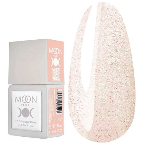 Гель-лак MOON FULL Color Gel Polish №CG307 полупрозрачный персиковый с разноцветным шиммером 9 мл (5905123024849) - Фото №1