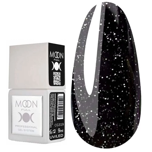 Гель-лак MOON FULL Color Gel Polish №CG319 черный с серебристым шиммером 9 мл (5905123024887) - Фото №1