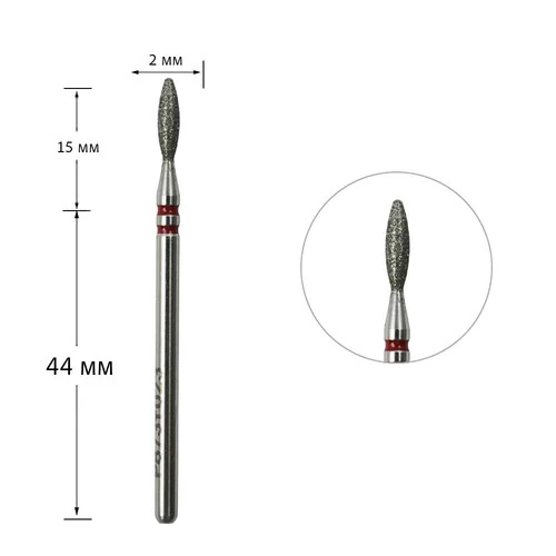 Фреза алмазная для маникюрa пламя тупое Nisima P873f023 сменная красная насечка 023 мм