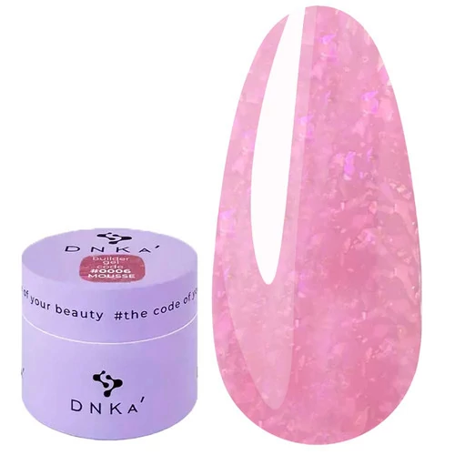 Гель DNKa Builder Gel №0006 Mousse розовый с поталью 15 мл (FTBGM0006-15) - Фото №1