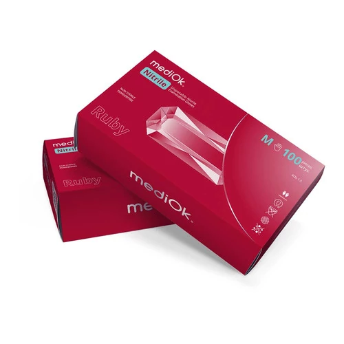 Перчатки MediOk RUBY бордовые нитриловые неопудренные  M 100 шт - Фото №4