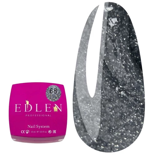 Гель для наращивания светоотражающий Edlen Flash Builder gel №68 темно-серый 15 мл (4000361272) - Фото №1