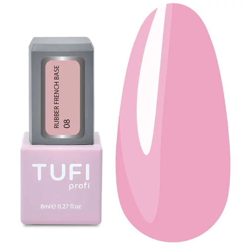 База TUFI profi RUBBER FRENCH BASE 08 Розовый Закат 8 мл (0123393) - Фото №1