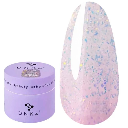 Гель DNKa Builder Gel №0003 Mousse лиловый с поталью 15 мл (FTBGM0003-15) - Фото №1