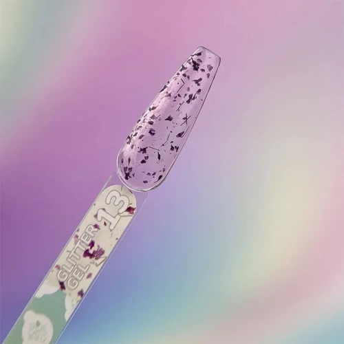 Гель для дизайна You Are Cute Glitter Gel №13 с темно-розовыми сухоцветами 5 мл (469-5119-1454) - Фото №3