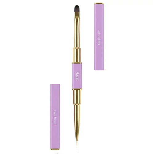 Кисточка для геля двойная HEART TOUCH PRO DUO №6 Oval + Liner 10mm - Фото №2