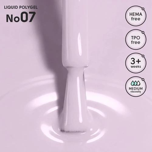 Жидкий полигель Shelly 07 Liquid PolyGel пастельный сиреневый 12 мл (290154) - Фото №2