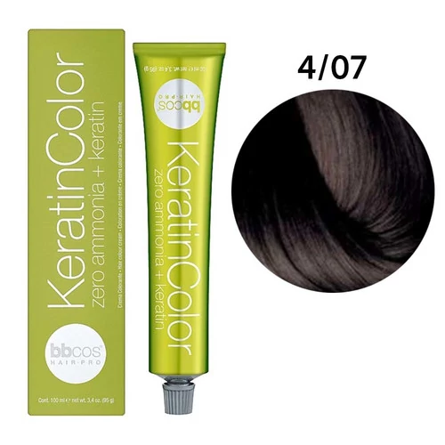 Краска BBcos KERATIN COLOR для волос 4/07 каштановый натуральный табачный
