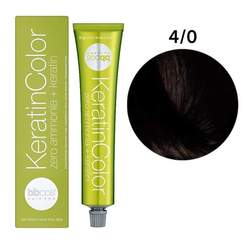 Краска BBcos KERATIN COLOR для волос 4/0 каштановый натуральный