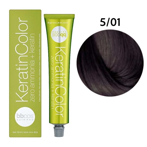 Краска BBcos KERATIN COLOR для волос 5/01 каштановый светлый пепельный