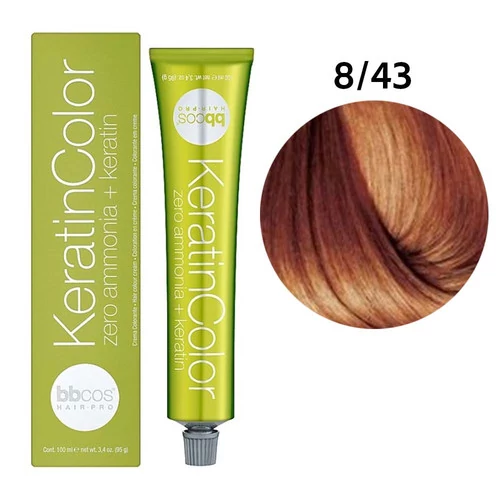 Краска BBcos KERATIN COLOR для волос 8/43 блондин светлый золотистый медный