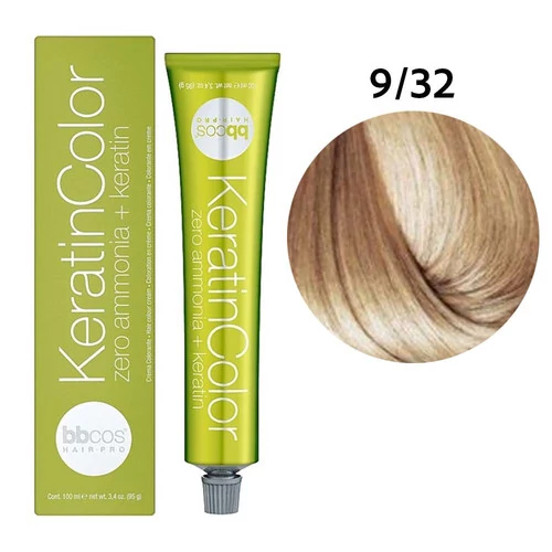 Краска BBcos KERATIN COLOR для волос 9/32 блондин очень светлый медовый