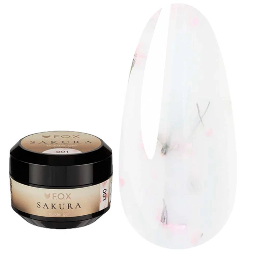 Гель для нарощування F.O.X Sakura builder gel №001 із сухоцвітами 15 мл (BGF-001)
