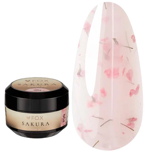 Гель для нарощування F.O.X Sakura builder gel №004  із сухоцвітами 15 мл (BGF-004)
