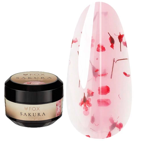 Гель для нарощування F.O.X Sakura builder gel №005  із сухоцвітами 15 мл (BGF-005)