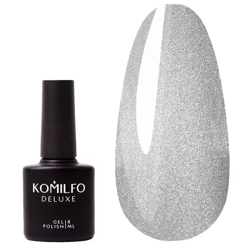 Гель-лак Komilfo HEMA/TPO Silk Cat Eye 002 сріблястий з м'яким рівномірним блиском 8 мл (394340)