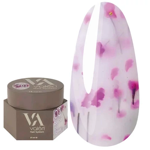Гель для нарощування із сухоцвітами VALERI Builder Gel Flower №3 15 мл (NVBGF15-03)