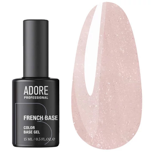 База ADORE French Base №33 камуфлююча пудрово-рожева з шимером 15 мл (5906935709825)