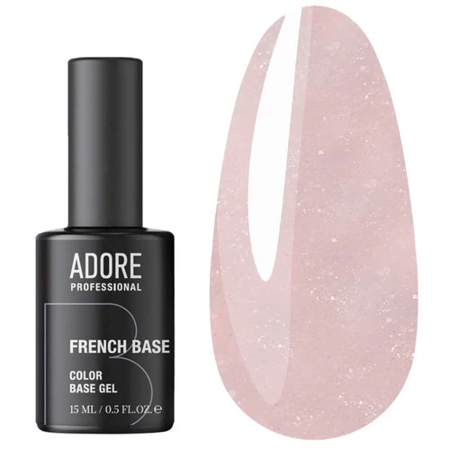 База ADORE French Base №34 камуфлююча кришталево рожева з шимером 15 мл (5906935709832)